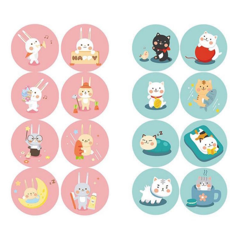 

Sticker Aesthethic Bulat Gaya KOREA Harga Satuan STIKER Kartun Label