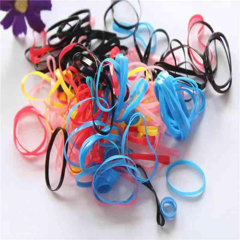 BRGUNIK Lot Ikat Rambut Polos Gelang Kunciran Iket Head-Band Bahan Karet Warna Warni Murah R129