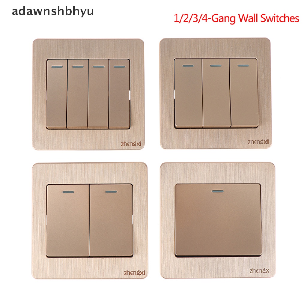 Adawnshbhyu Saklar Dinding Gold1/2/3 /4 Gang 1Way Tombol Wall Light Switch On/Off Tombol Tekan