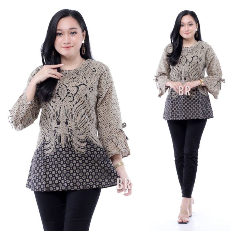 tey-17 Batik wanita ASJ SA HRB026 Kenongo Kemeja Tosca Pendek-Rowo