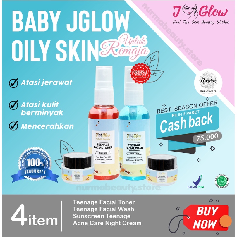 Baby Jglow J glow Skincare Oily Skin Krim Jerawat Perawatan Kecantikan Pemutih Wajah Glowing  BPOM U
