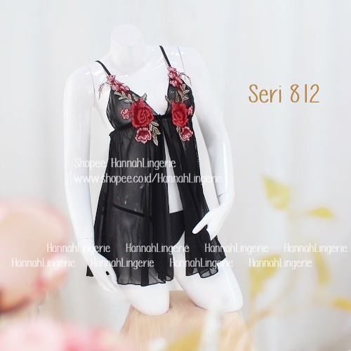 Lingerie S-L Baju Tidur Transparan Baju Tidur Sexy Linjeri Sexi by Hannah Lingerie Ukuran S M L 812