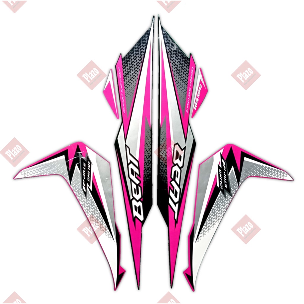 Striping lis body motor honda beat fi iss 2018 hitam-pink