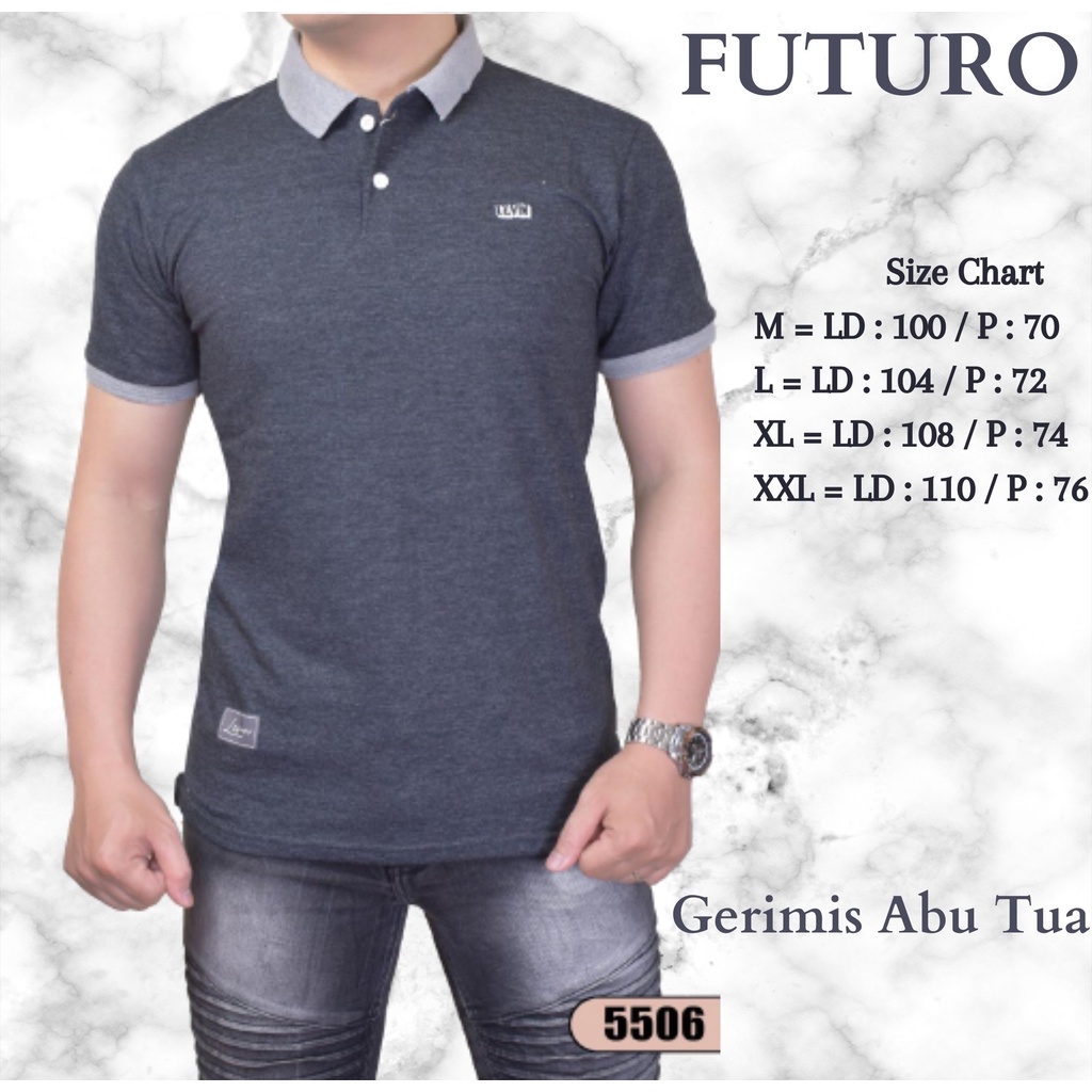 Futuro Polo Shirt Pria Kombinasi Kerah Original Ukuran Jumbo XXL