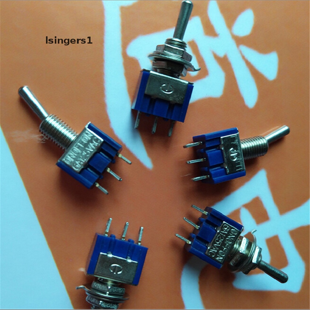 (lsingers1) 5pcs Saklar Toggle ON-OFF-ON Mini 3-pin 3 Posisi AC 125V / 6A