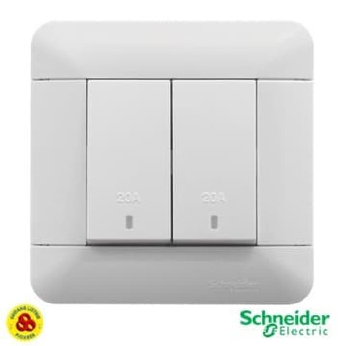 Schneider Saklar Water Heater With Indicator Arcato E8132D20N_WE Saklar 2 Gang 20Amp White