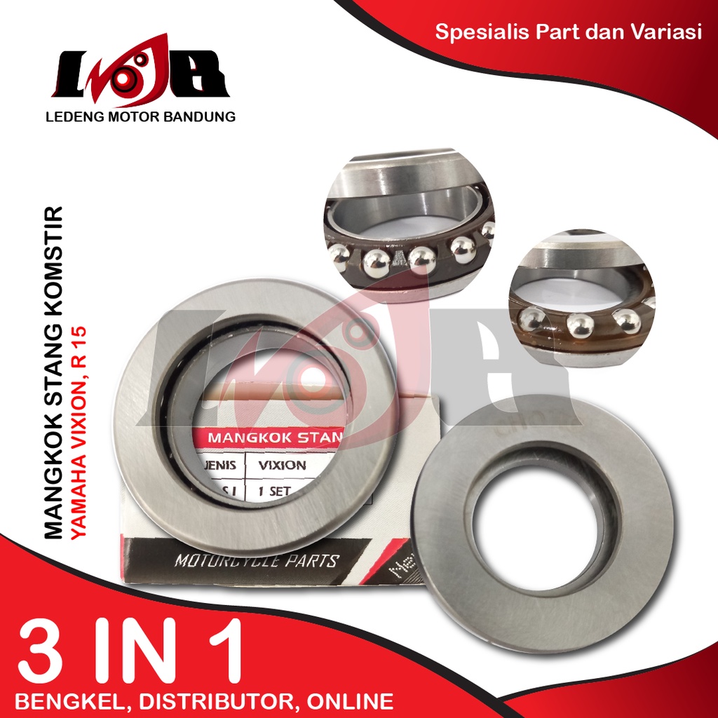 Komstir Vixion R15 Bearing Mangkuk Stang Motor Sport Yamaha Set Atas Bawah