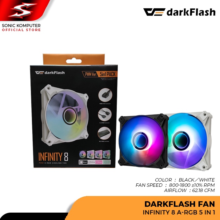 Kipas Casing Komputer Darkflash Infinity 8 A-RGB 5 in 1 Fan Case 120mm