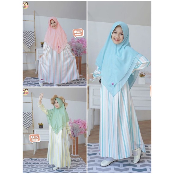 Set Gamis Arsy by A2Kids || Kids Junior Teen Mom || Couple Koko Arsya TERMURAH