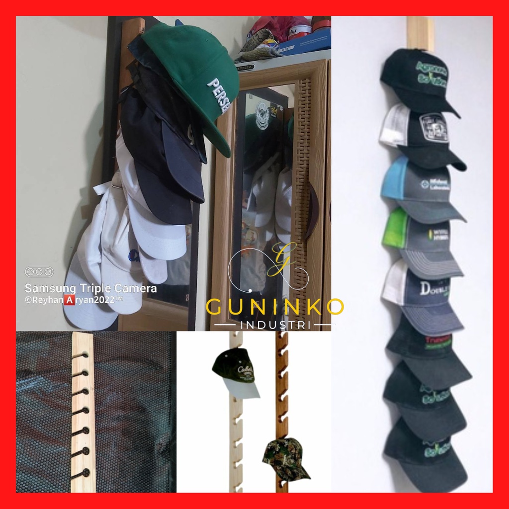 Rak Topi Dan Tas Tempel Dinding Stand Hanger Gantungan / Gantungan Topi Dinding Tempel Bahan Kayu 1 