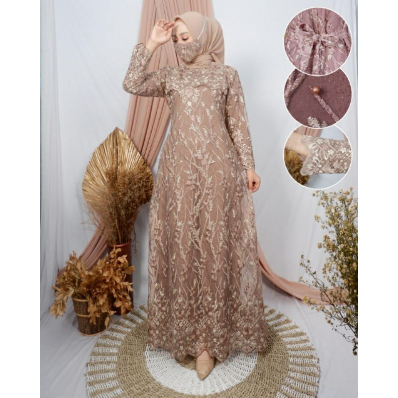 gamis brukat/gamis vinola /gamis brukat tile