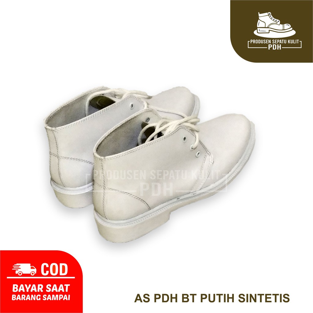 SEPATU PDH PDU PUTIH PASKIBRA PASKIBRAKA SEPATU UPACARA PELANTIKAN SEPATU DINAS PUTIH KULIT SINTETIS