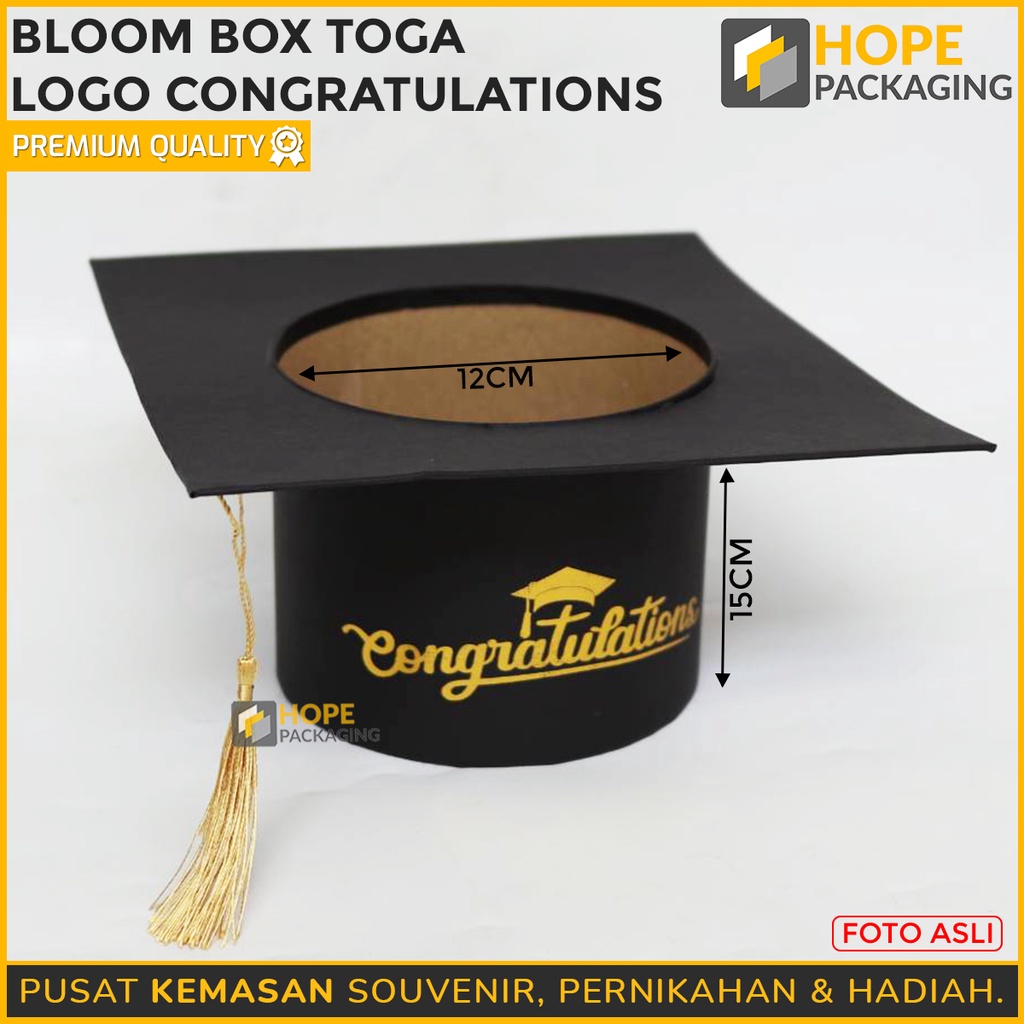 Bloom Box Toga Logo Kado Wisuda Kelulusan / Gift Box Custom Hampers 10 x 10 cm / 15 x 12 cm / 20 x 15 cm