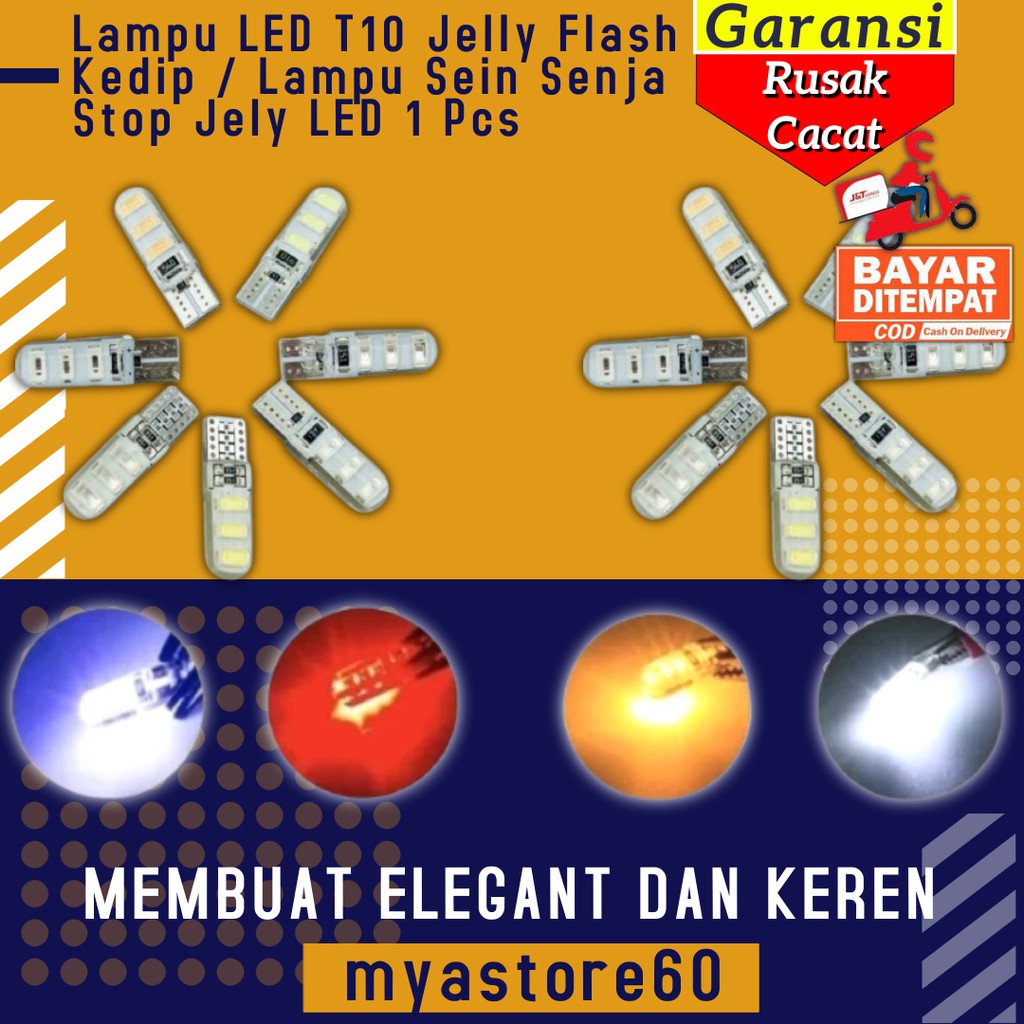 Lampu LED T10 Jelly Flash Kedip Lampu Sein Senja Stop Jely LED 1 Pcs Semua Motor