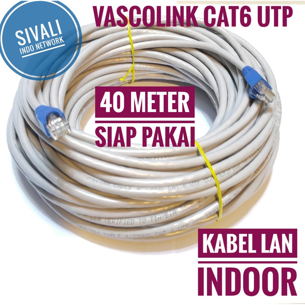 40 METER VASCOLINK KABEL LAN UTP CAT 6 SIAP PAKAI