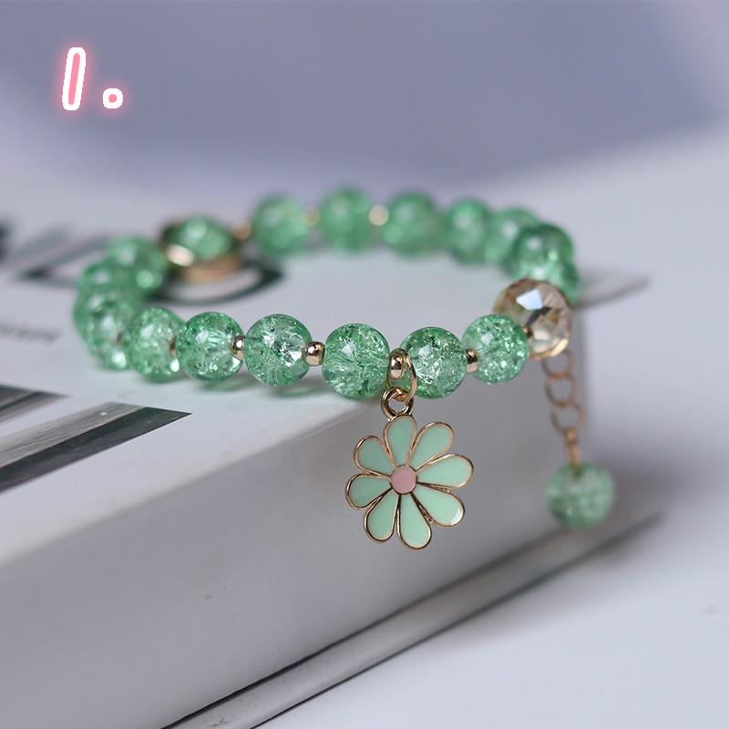 Girl's Crystal Daisy Flower Charm Bracelet for Women Fashion Jewelry Bangles