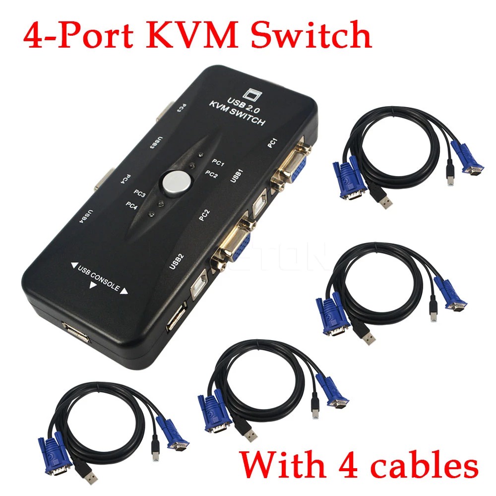 USB KVM SWITCH VGA 4 Port+4PCS KABEL KVM VGA-1.5M