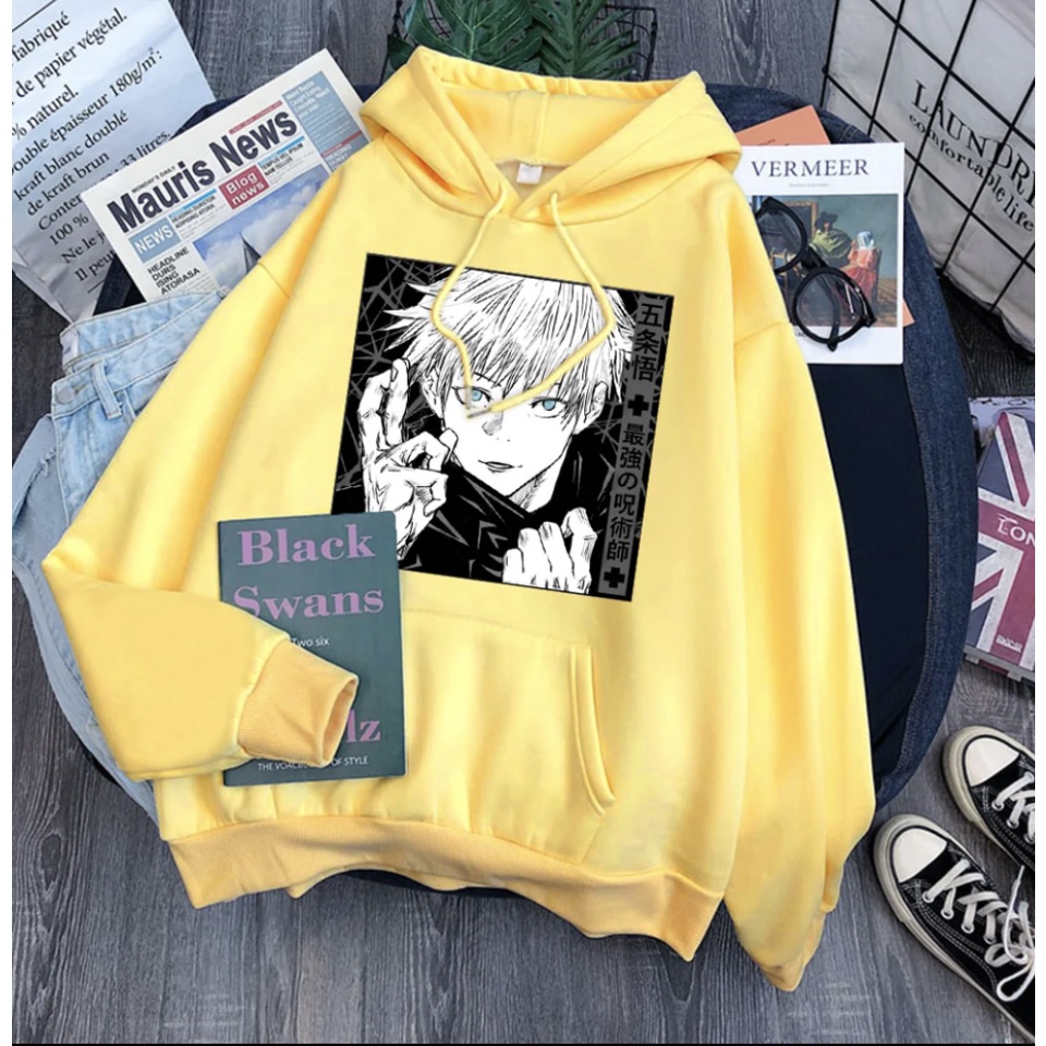 Sweater Hoodie Anime SATORU GOJO ILUTION II SATORU GOJO ANIME Jumper Hoodie II Sweter Oblong Topi Sz M - XL ( Pria &amp; Wanita / Anak &amp; Dewasa )