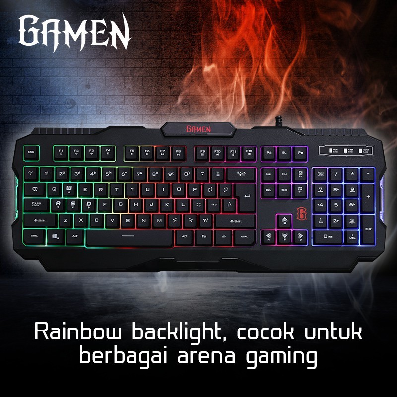 Keyboard Gaming GAMEN GK100 Rainbow Backlight Black LED