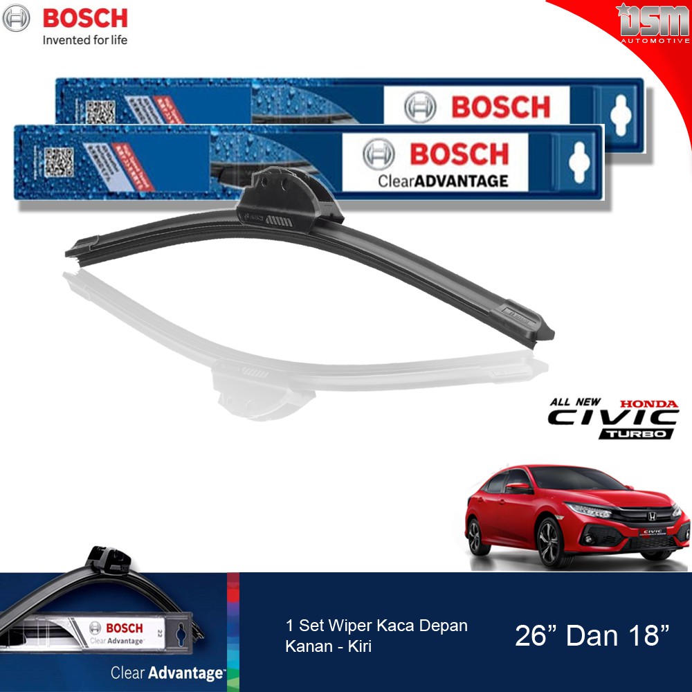 Bosch Clear Advantage Frameless / Wiper Frameless Honda Civic Turbo 24&quot; dan 14&quot; / Wiper Civic Turbo