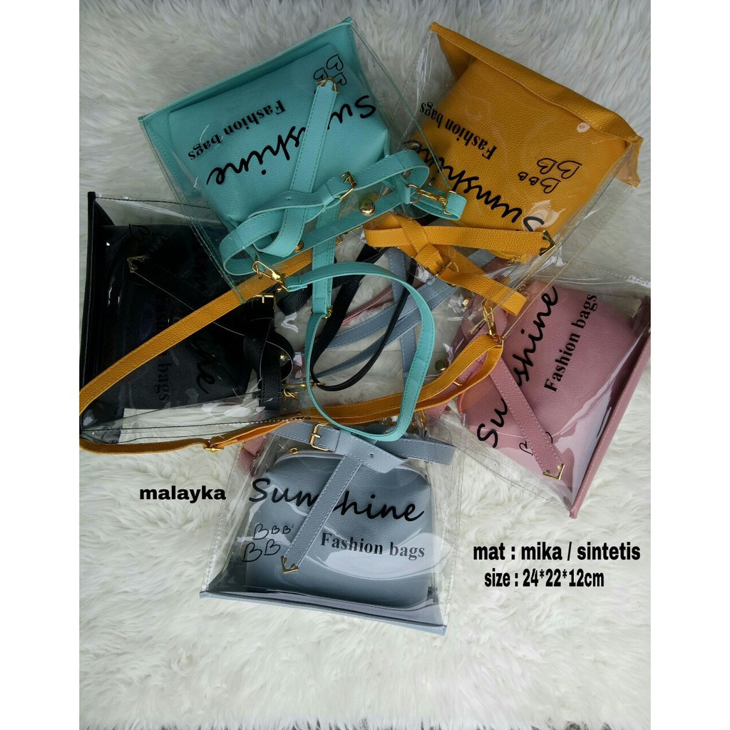 Tas Slempang Sunshine / Transparan Sling Bag / Tas Wanita Mika Transparan