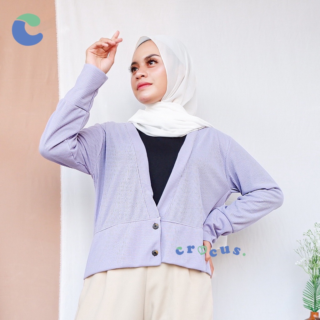 [ 𝐂𝐫𝐨𝐜𝐮𝐬 ] Weekly Outer Rib / Atasan Wanita-Weekly - LAVENDER