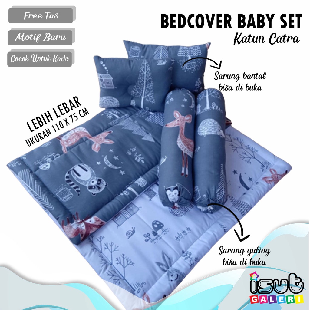 BEDCOVER BABY BED SET MIKROTEX SARUNG BANTAL GULING BISA DILEPAS