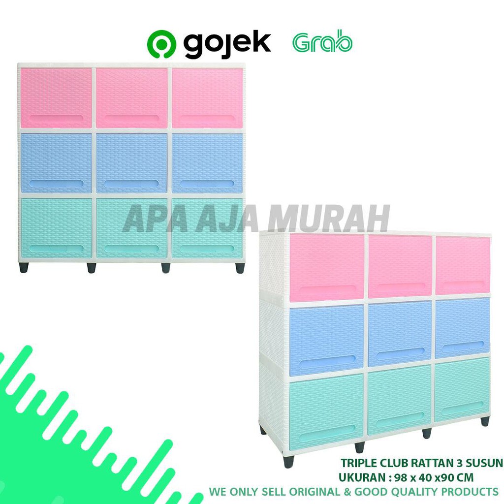 TRIPLE CLUB FLIP RATTAN 3 SUSUN - TCFR CLUB 3 SUSUN - LEMARI PLASTIK FLIP 3 SUSUN MURAH