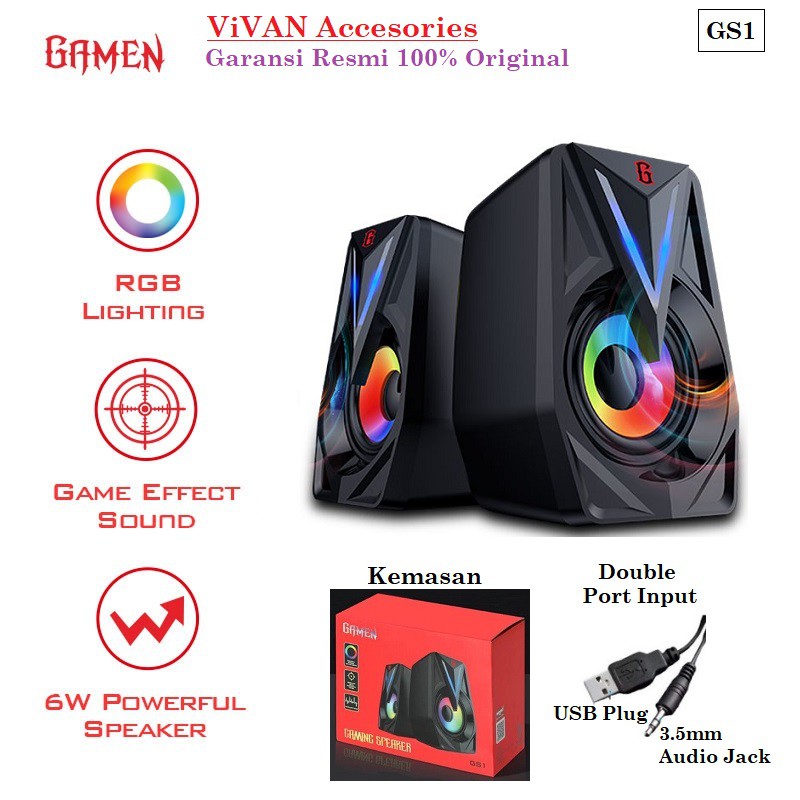 Speaker GAMEN GS1 Laptop/PC/Gaming Soundbar Super Bass Portable RGB