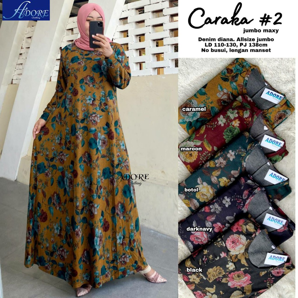 Baju Gamis Jumbo Wanita Muslim Ld 130 Original Busana Muslim Pesta xxxl premium Quality CARAKA