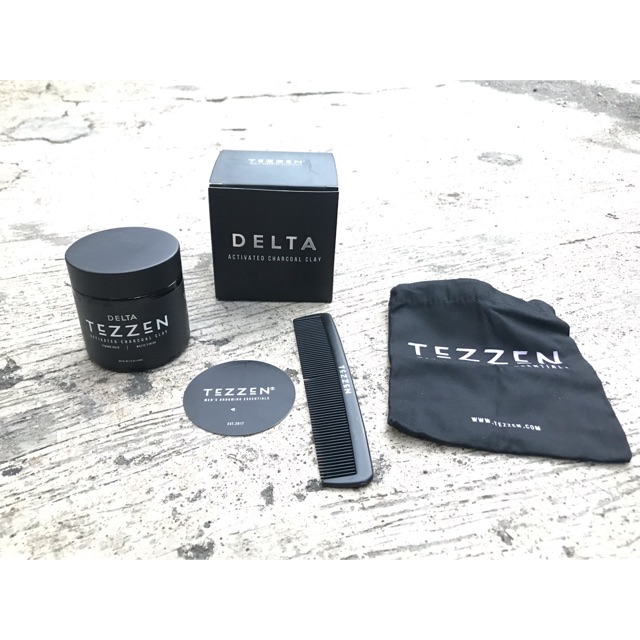 Pomade Tezzen Delta Activated Charcoal Clay 3.5 Oz 100 Gram Free Sisir + Sticker + BOX + Pouch