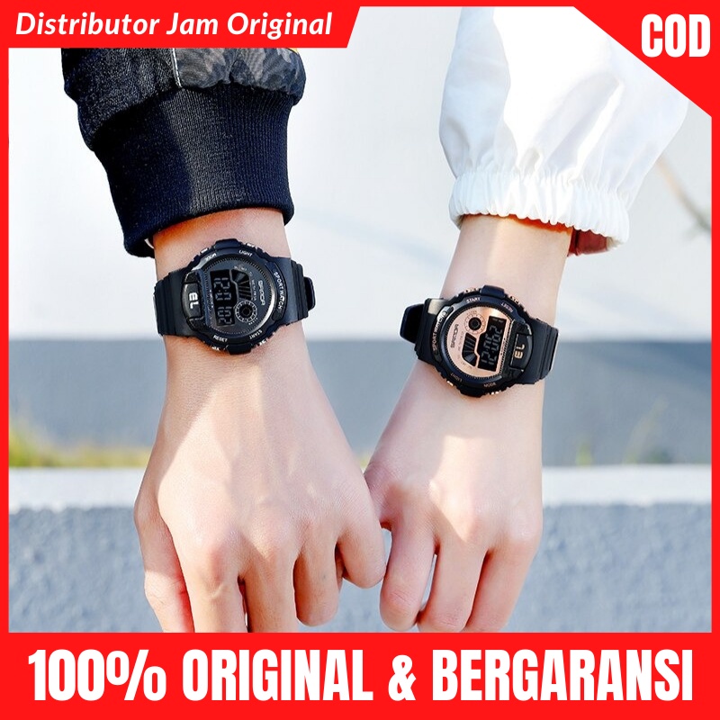 SANDA Jam Jm Tangan Wanita Perempuan Bisa Pria Model Digital Bahan Tali Rubber Chronograph Aktif  An