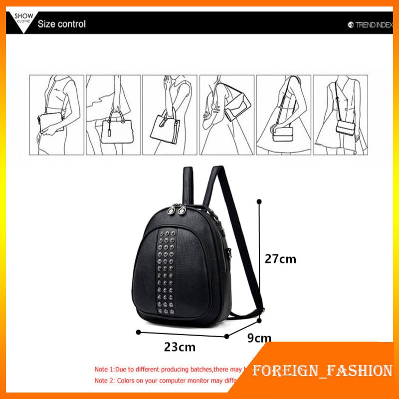 Tas Backpack Wanita Import Mini Leather Women Backpacks Rivets Travel Shoulder Bagpack Shell Small