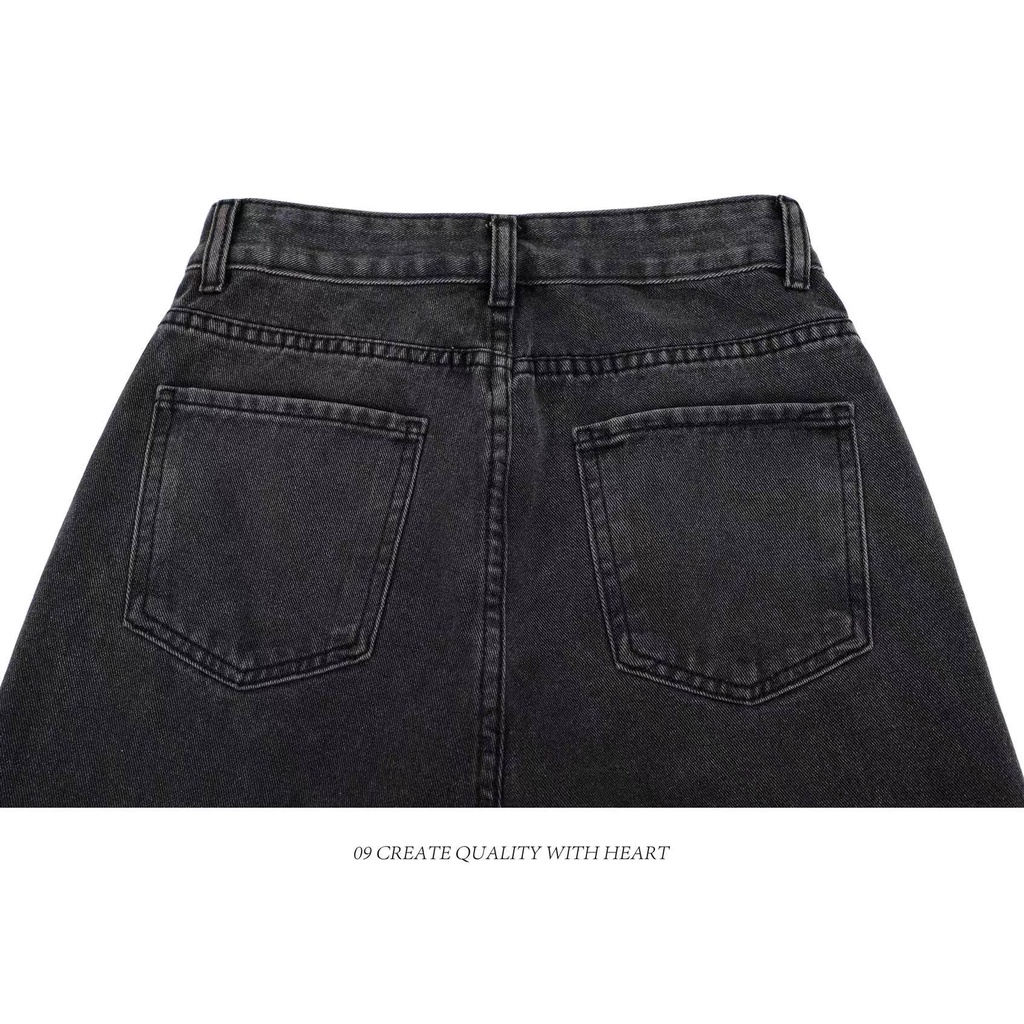 new love sulaman celana jeans panjang hitam longgar wanita