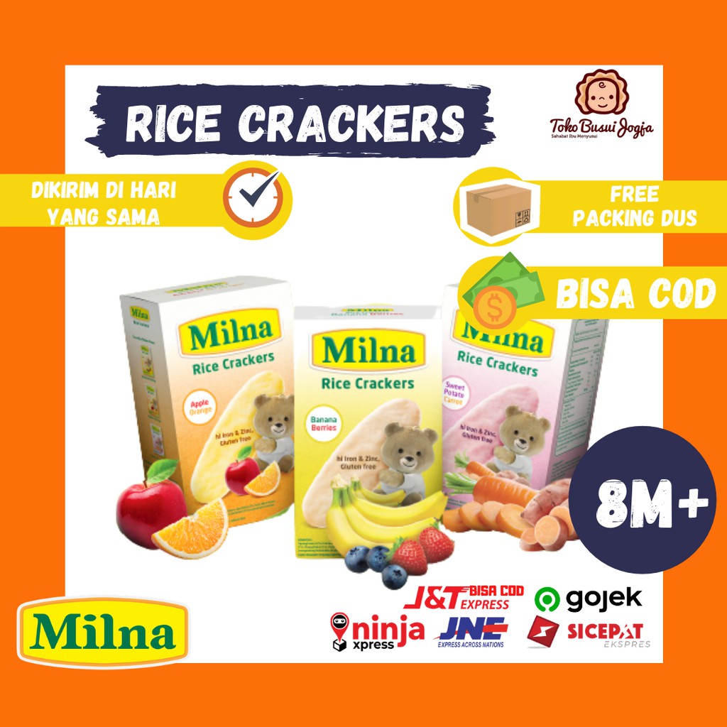 Milna Rice Crackers Camilan Snack Mpasi Bayi 8 Bulan Cracker Kraker