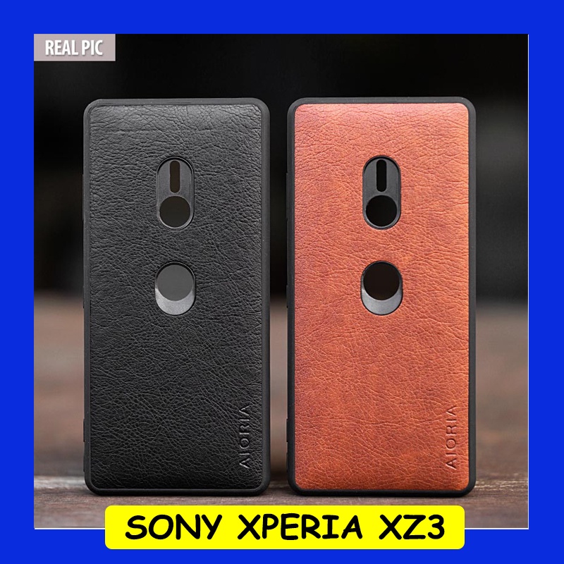 Sony Xperia XZ3 - Leather Texture Hybrid Soft Case Cover Casing