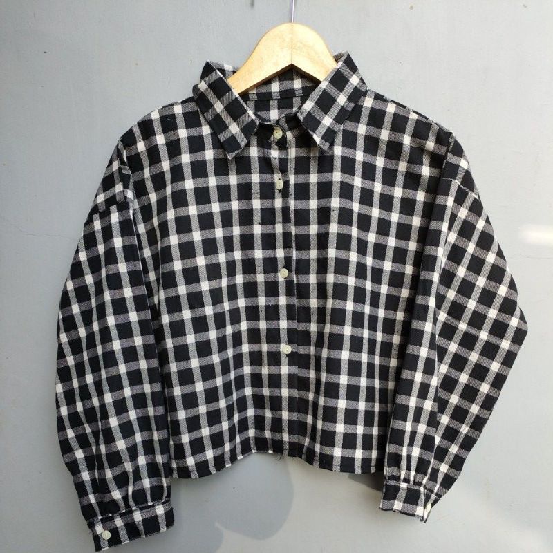 crop top tartan / crop top flanel / kemeja crop wanita-Motif 08