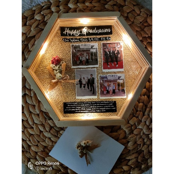 1 HARI JADI Hexa Frame Flower in frame Kado Pernikahan Kado Ulang Tahun Kado Wisuda Kado Ultah Kado Anniversary Kado Unik free box