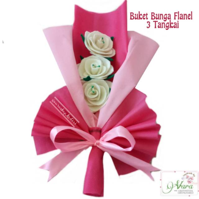 Buket bunga flanel 3tangkai / buket bunga / buket bunga flanel /Bunga flanel /bunga