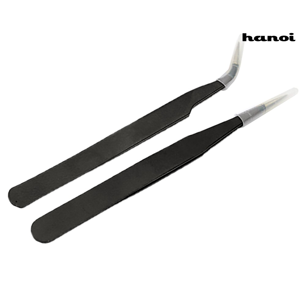 Hn 2pcs Pinset Lurus / Bengkok Untuk Nail Art / Extension Bulu Mata