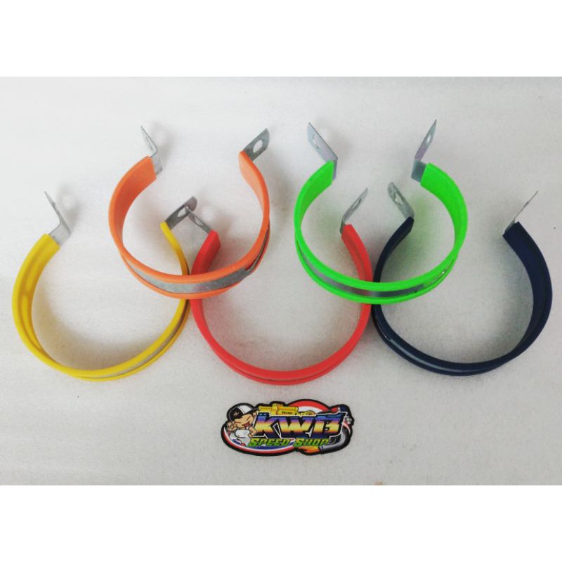 Klem knalpot racing warna 4t 4tak ukuran 3 inch 8cm bahan tebal dan kuat