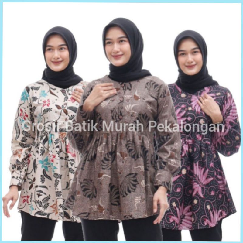 Batik Wanita | Atasan Batik Wanita | Atasan Batik Kerja | Atasan Batik Kantoran | Atasan Blouse Batik Wanita