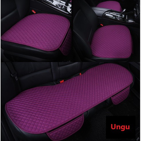 Alas Duduk Jok Mobil 3 in 1 set Empuk Universal KAIN LINEN MOTIF SILANG 6 WARNA