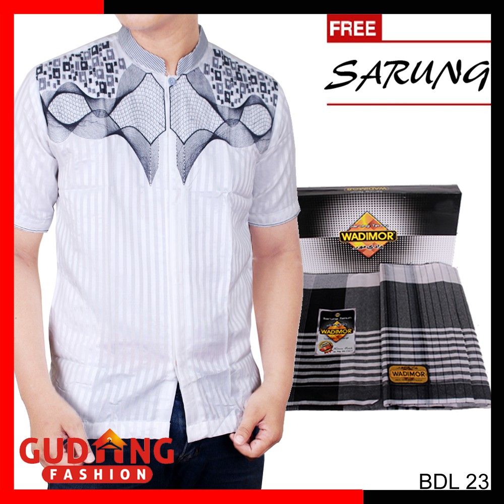 Baju Koko Muslimin Pria Lengan Pendek + Bonus Free Sarung (KKS KKL)