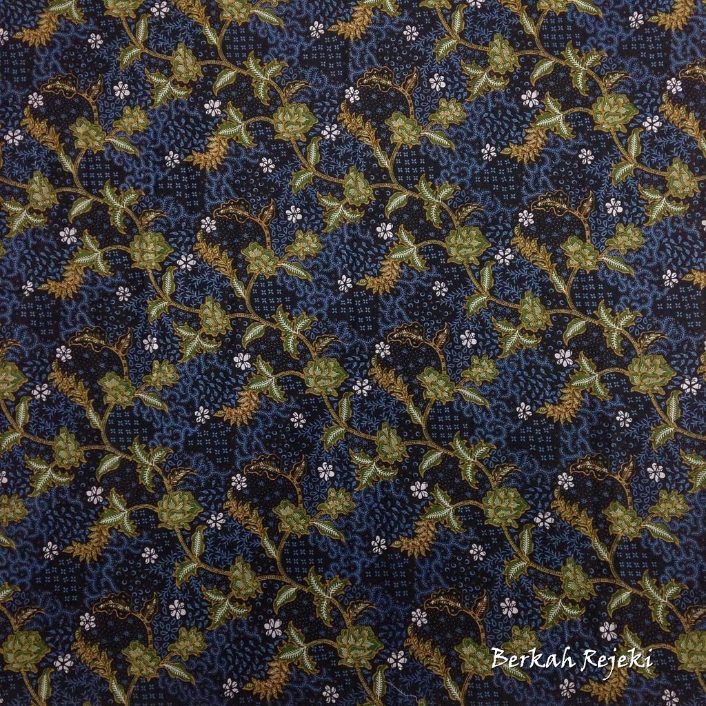 Terbaru Kain Katun Motif Mawar Bunga Biru Batik BR