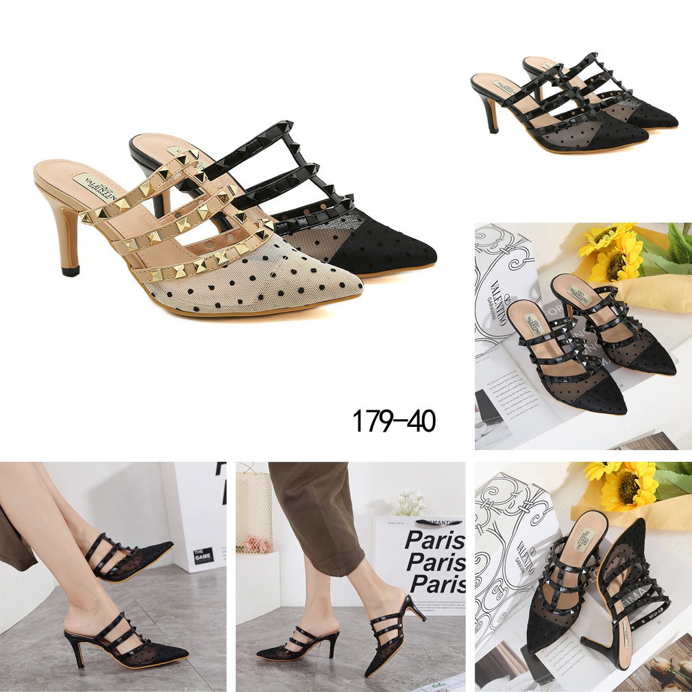 New Arrivall ! Top Best Seller ! Rockstud Heels Shoes Wanita #179-40