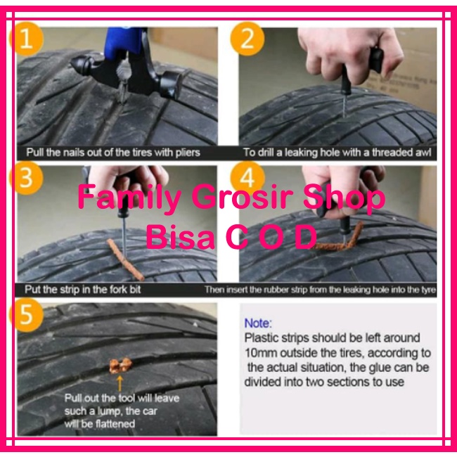 Alat Tambal Ban Tubeless Lengkap + Isi Ulang / Tubeless Tire Repair Kit