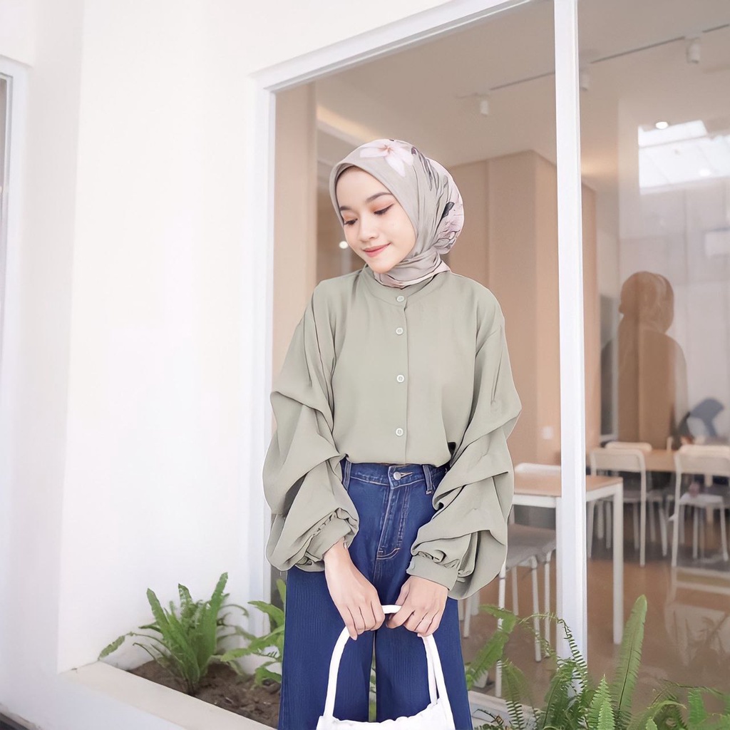 BEFAST - ZRX OOTD Blouse ITANO / LOCANA LABEL ALTA BLOUSE / PERRY BLOUSE / Blouse Lengan Panjang Balon / Pakaian Wanita Hijab / Blouse Polos Casual / Outfit Cewe Kue / Blouse Model Terbaru / Fashion Kekinian Remaja ABG