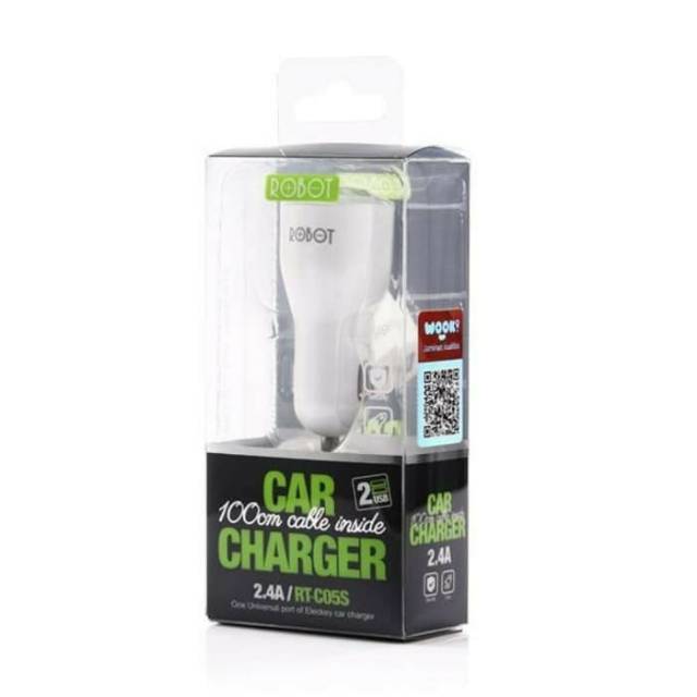 (ORIGINAL 100%)CAR CHARGER ROBOT RT-C06 2PORT USB COLOKAN MOBIL