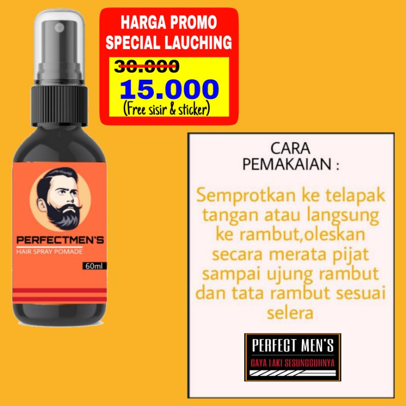 POMADE CAIR TERLARISS / POMADE LIQUID /POMADE SPRAY WANGI GRATIS SISIR + STIKER POMADE GROSIR POMET PERFECTMENS POMADE SPRAY CAIR MURAH GROSIR minyak rambut cowok parfum rambut pria hair styling